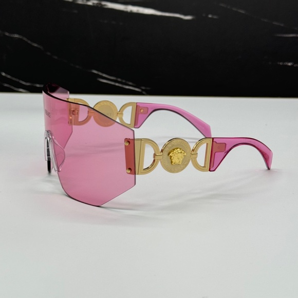 NEW VE2258 1002/84 VERSACE MOD 2258 1002/84 PINK VE2258 100284 SHIELD SUNGLASSES - Picture 6 of 11